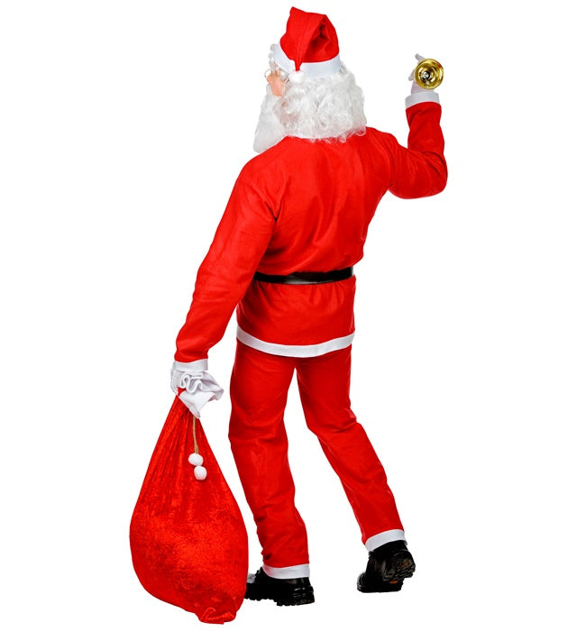 Weihnachtsmann Kostüm Set mit rotem Kasack, Hose, Gürtel, Hut und weißem Bart