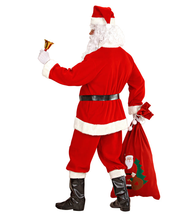 Luxus Weihnachtsmann Kostüm Komplettset mit Kasack, Hose, Hut und Bart