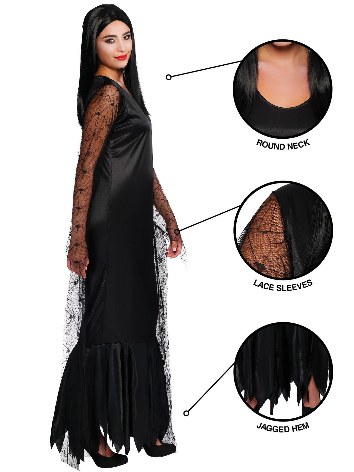 Rubies Morticia Adams Kostüm für Erwachsene für Damen