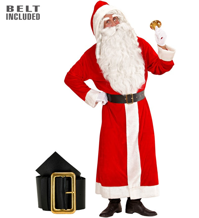 Weihnachtsmann-Mantel aus rotem Samt mit Kapuze und weißem Plüschrand