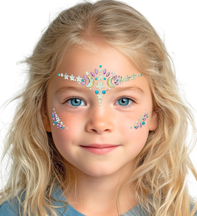 Selbstklebende Glitzersteine in Hexen-Design für Gesichtsschmuck
