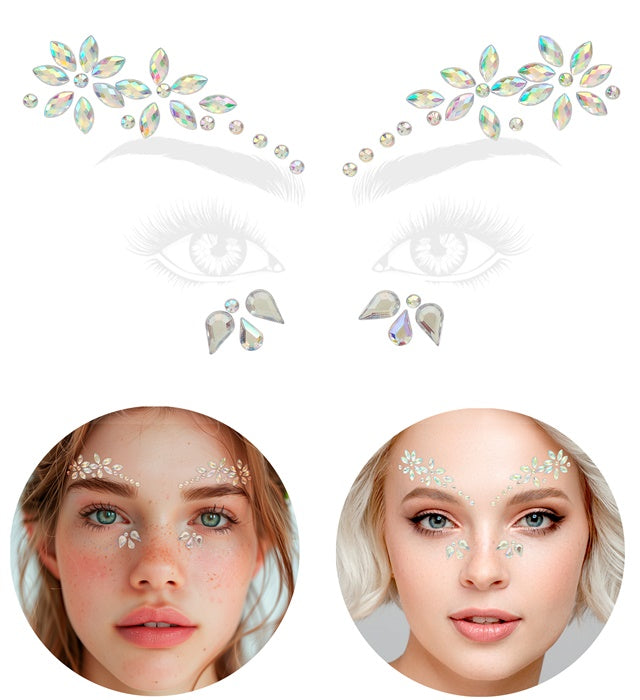 Selbstklebende Glitzersteine in Blumenform für Gesichtsschmuck