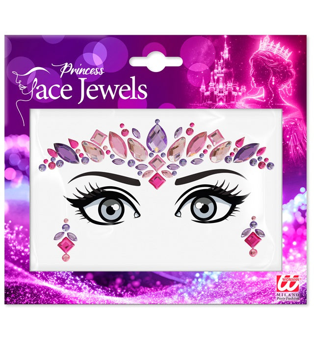 Selbstklebende Glitzersteine für das Gesicht als Prinzessinnen-Kostüm Accessoire
