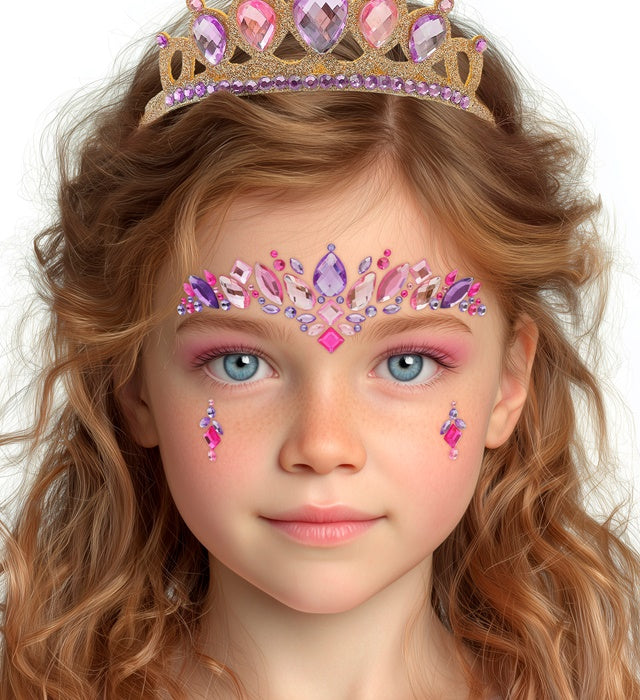 Selbstklebende Glitzersteine für das Gesicht als Prinzessinnen-Kostüm Accessoire