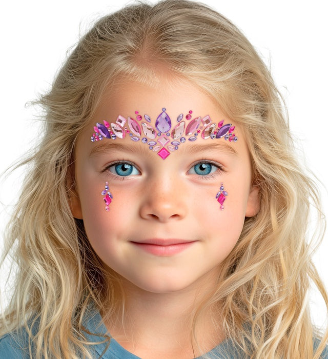 Selbstklebende Glitzersteine für das Gesicht als Prinzessinnen-Kostüm Accessoire