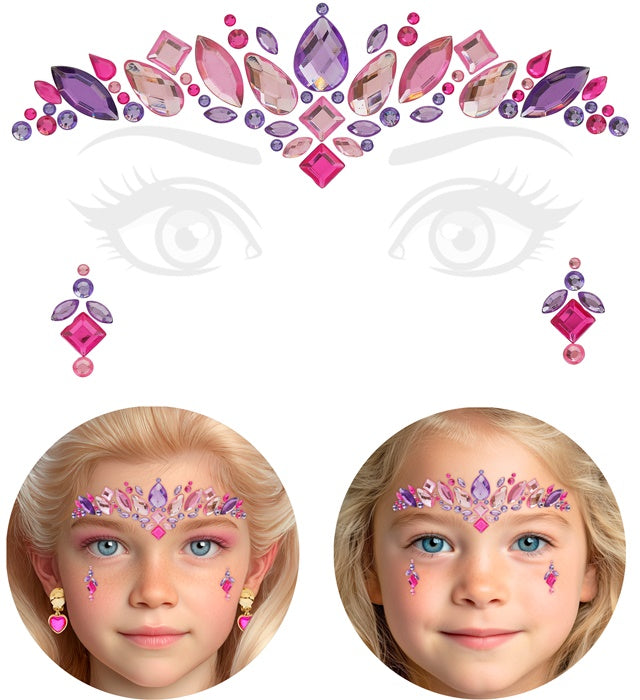Selbstklebende Glitzersteine für das Gesicht als Prinzessinnen-Kostüm Accessoire