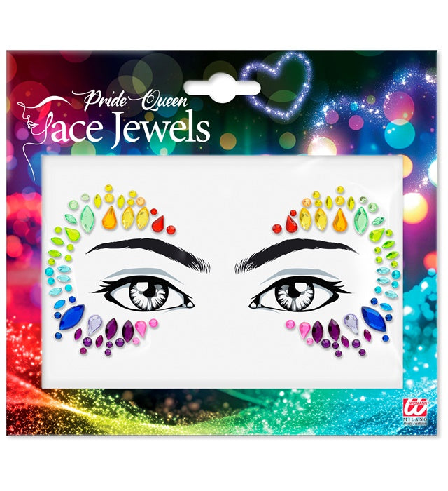 Selbstklebende Glitzersteine für das Gesicht im Pridekönigin-Design