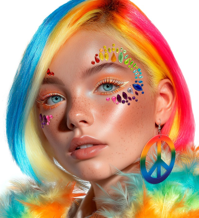 Selbstklebende Glitzersteine für das Gesicht im Pridekönigin-Design