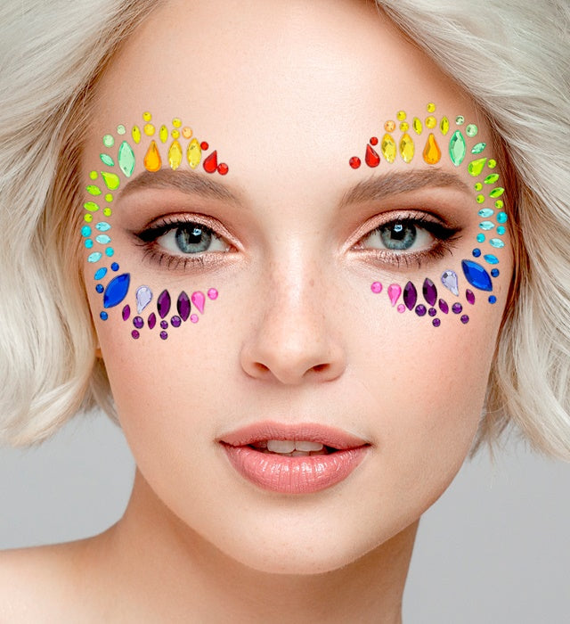 Selbstklebende Glitzersteine für das Gesicht im Pridekönigin-Design
