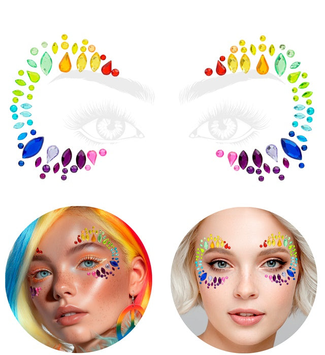 Selbstklebende Glitzersteine für das Gesicht im Pridekönigin-Design