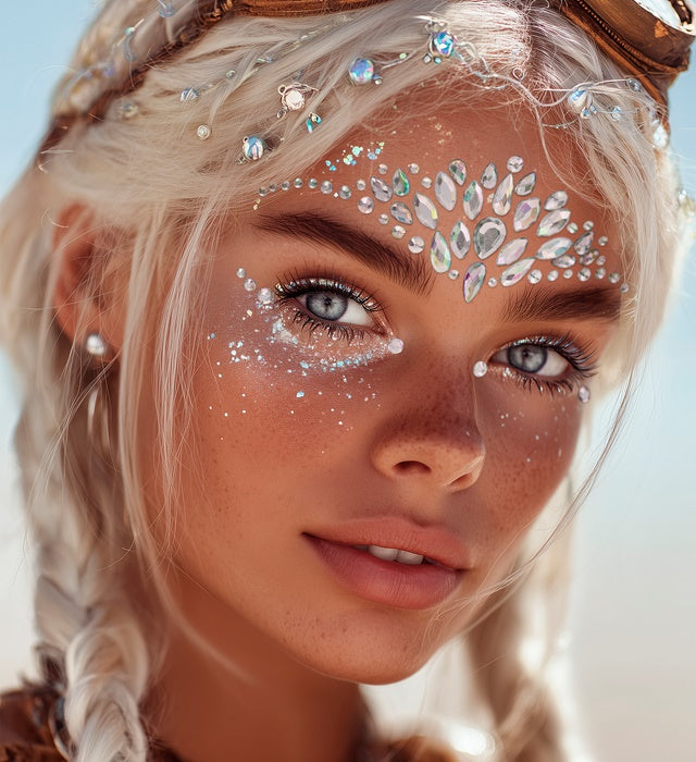 Selbstklebende Glitzersteine für Gesicht in Diamanten-Form