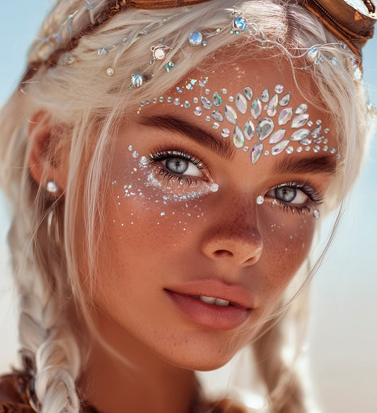 Selbstklebende Glitzersteine für Gesicht in Diamanten-Form