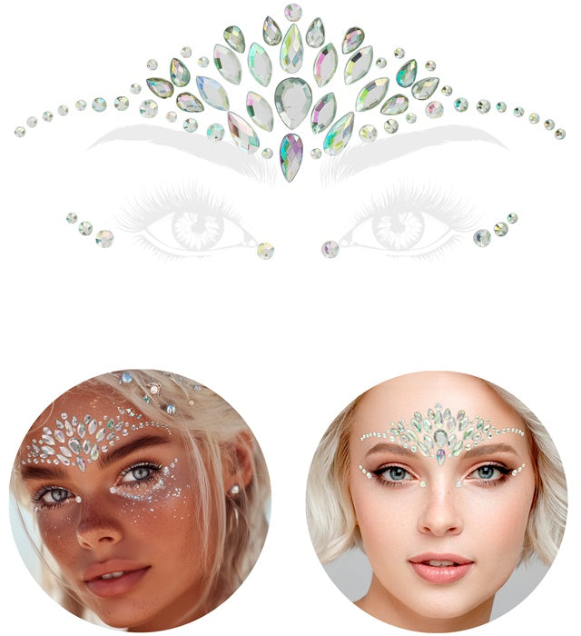 Selbstklebende Glitzersteine für Gesicht in Diamanten-Form