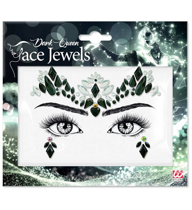 Dunkle Königin Glitzersteine für das Gesicht als Make-up Accessoire
