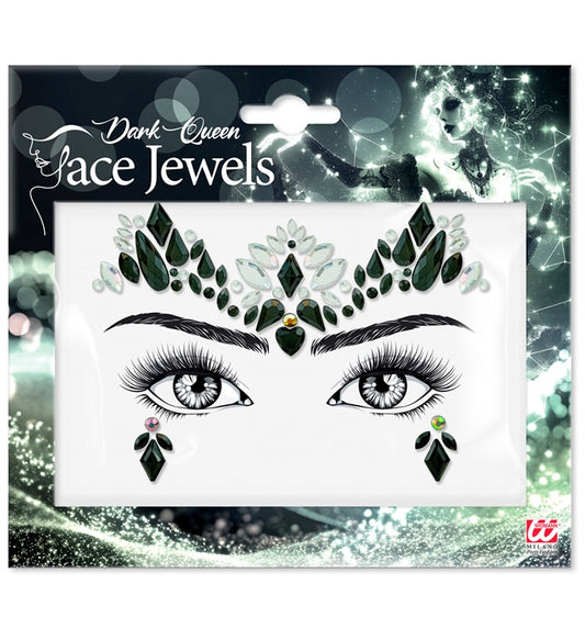 Dunkle Königin Glitzersteine für das Gesicht als Make-up Accessoire
