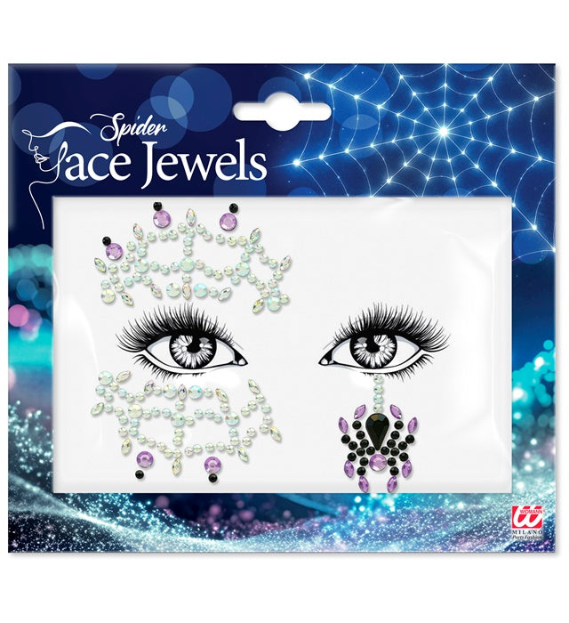 Selbstklebende Glitzersteine in Spinnenform für Gesichtsschmuck bei Fasnacht