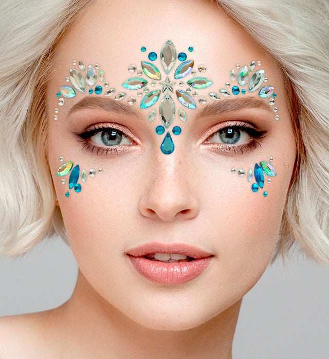 Selbstklebende Glitzersteine fürs Gesicht im Eisprinzessinnen-Design
