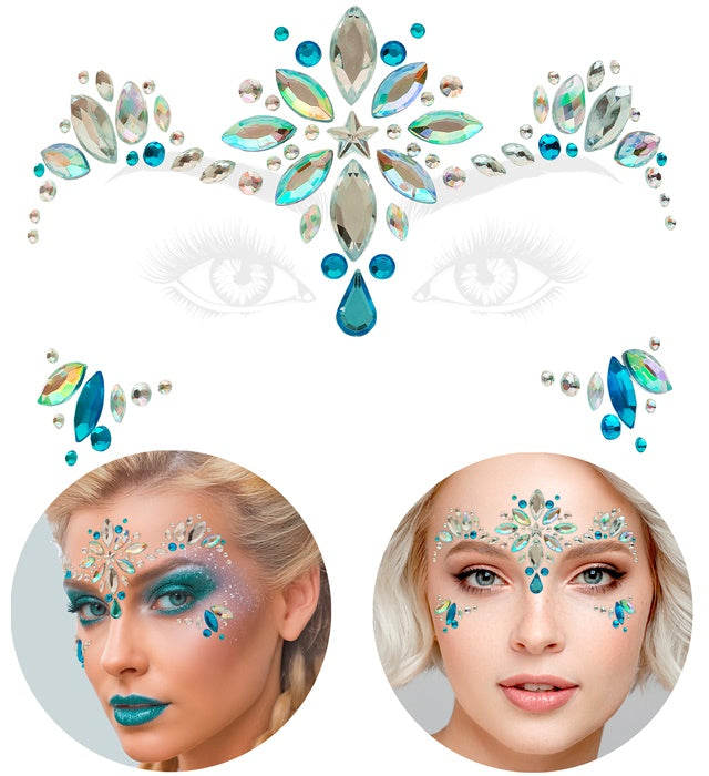 Selbstklebende Glitzersteine fürs Gesicht im Eisprinzessinnen-Design