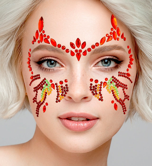 Selbstklebende Glitzersteine im Teufelin-Design für Gesichtsschmuck