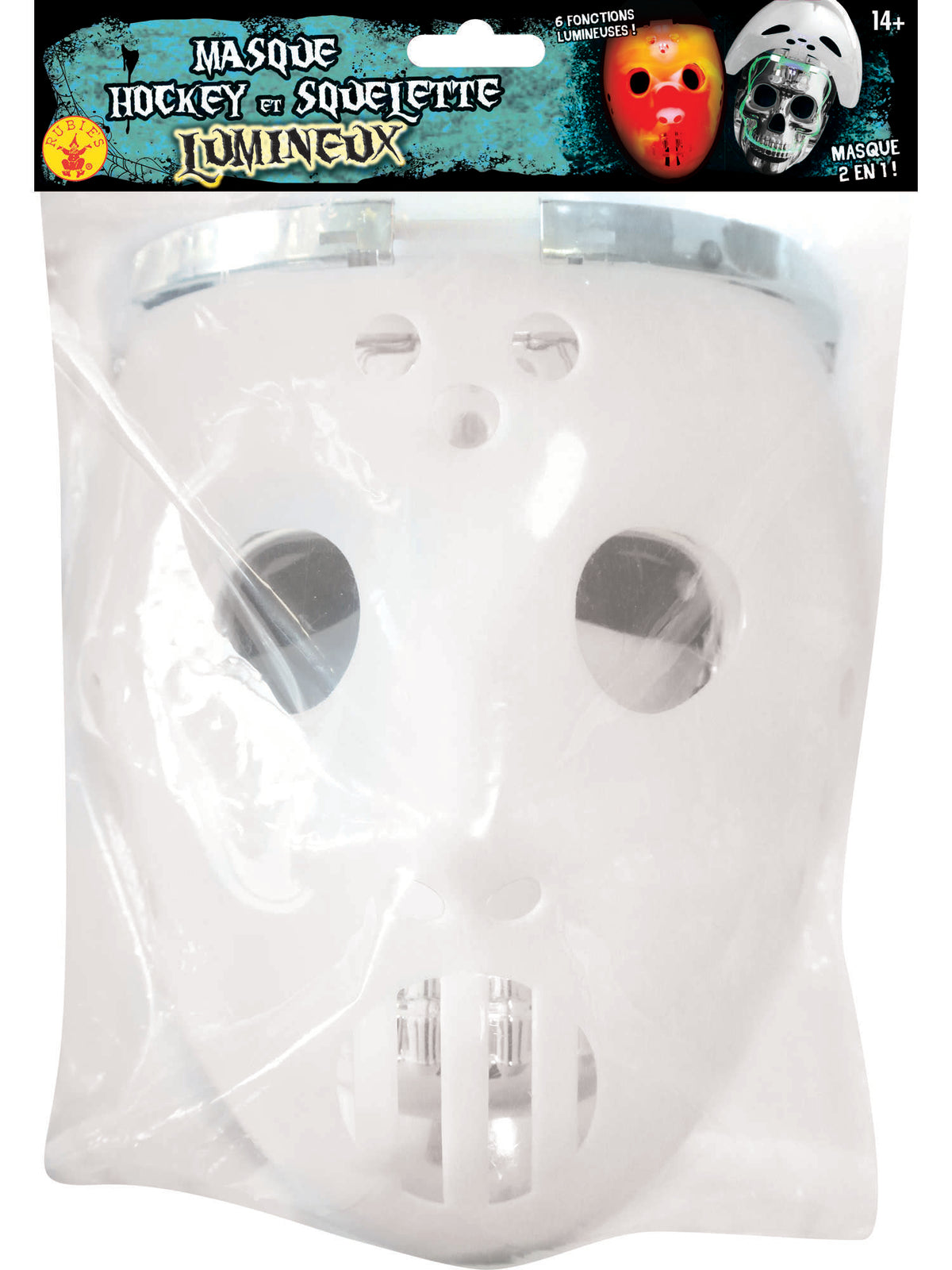 Leuchtende weisse Hockey-Maske von Rubies – Verpackung