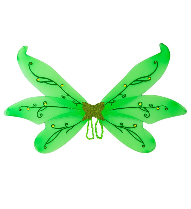 Grüne Maxiflügel mit funkelnden Juwelen 125x72 cm als Kostümaccessoire