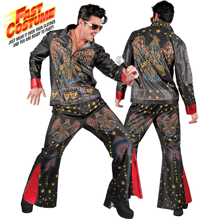 King of Rock'n'Roll Kostüm mit Oberteil und Hose für Fasnacht