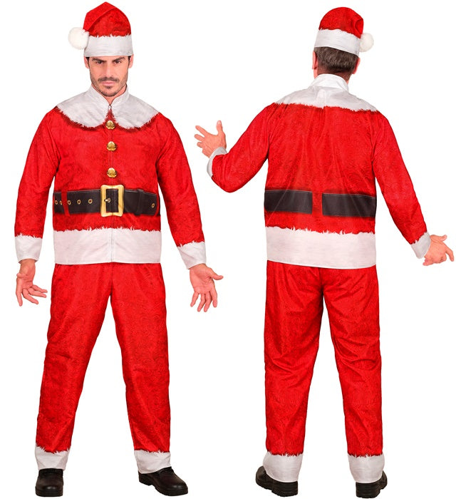 Weihnachtsmann Kostüm Set mit rotem Oberteil, Hose und Mütze