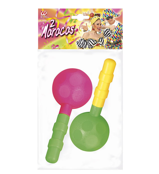 Set aus 2 farbigen Maracas für Fasnacht und Karneval