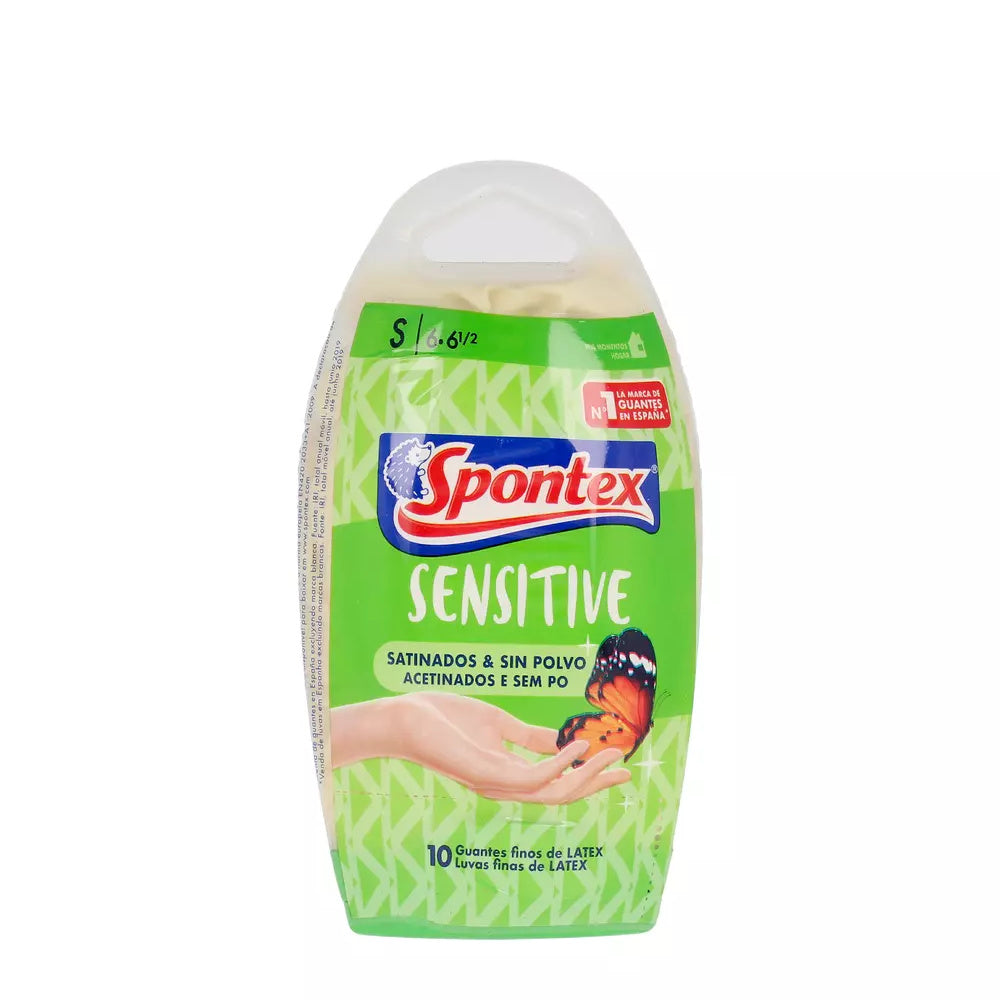 SPONTEX SPONTEX Latex Handschuhe Sensitive Satiniert Ohne Puder Größe S Kosmetik