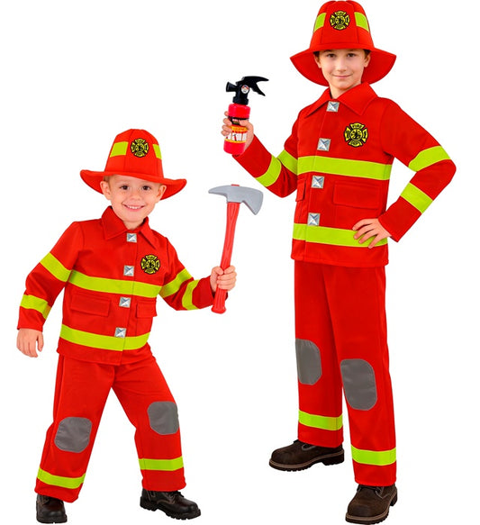 Feuerwehrmann-Kostüm bestehend aus Oberteil, Hose und Feuerwehrhut