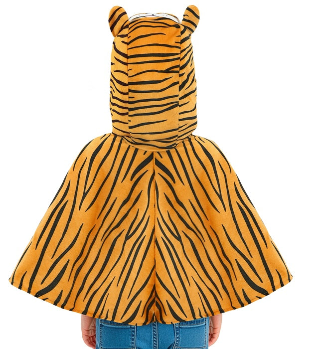 Tiger-Plüsch-Poncho mit Kapuze – Fasnachtskostüm aus weichem Plüsch