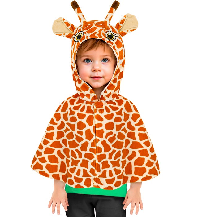 Giraffen-Plüsch-Poncho mit Kapuze für Fasnacht und Karneval