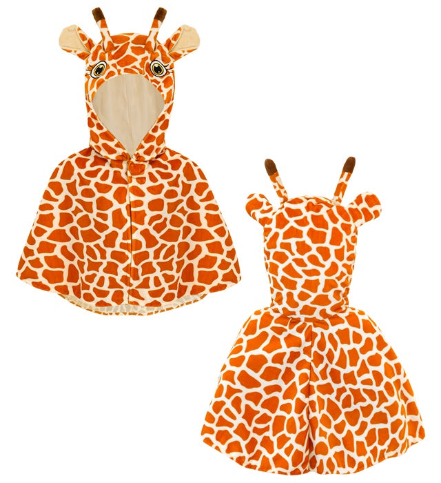 Giraffen-Plüsch-Poncho mit Kapuze für Fasnacht und Karneval