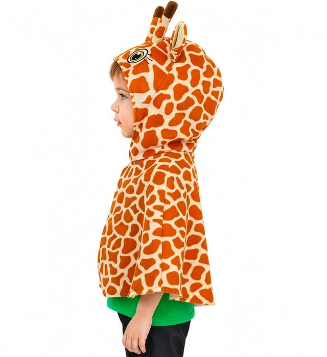 Giraffen-Plüsch-Poncho mit Kapuze für Fasnacht und Karneval
