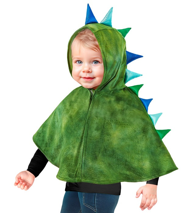 Weicher Dinosaurier-Poncho aus Plüsch mit Kapuze für Fasnacht und Karneval