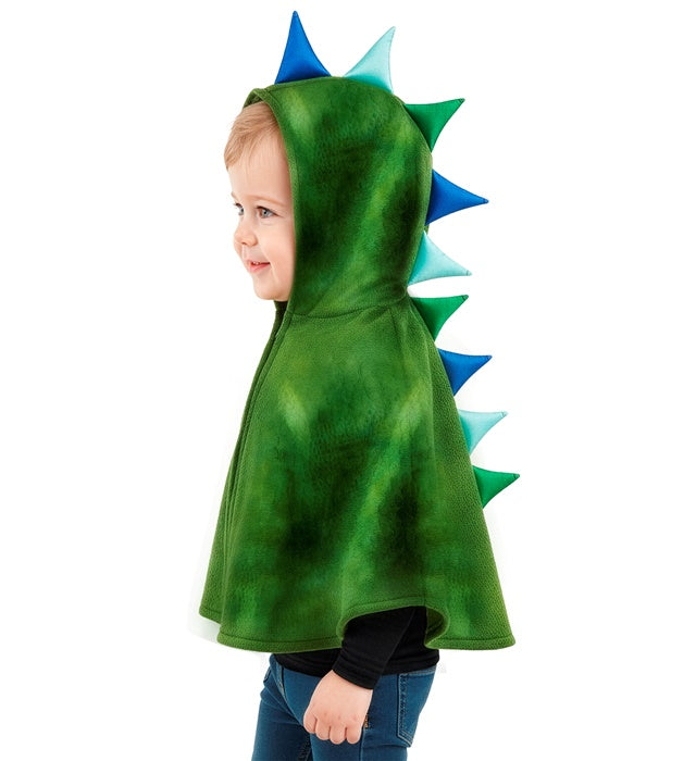 Weicher Dinosaurier-Poncho aus Plüsch mit Kapuze für Fasnacht und Karneval