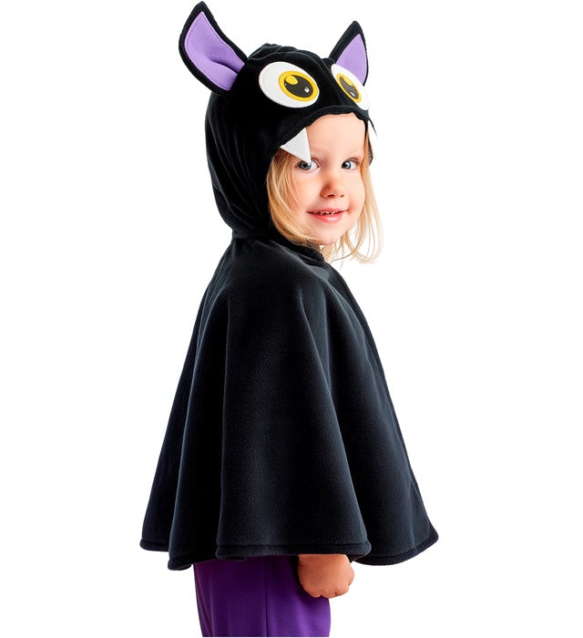 Fledermaus Poncho aus weichem Plüsch mit Kapuze und Fledermaus-Ohren