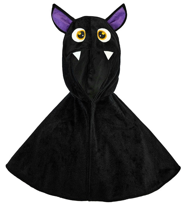 Fledermaus Poncho aus weichem Plüsch mit Kapuze und Fledermaus-Ohren