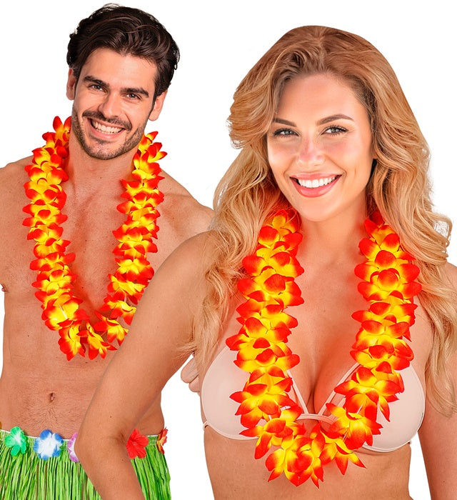 Orangefarbene Hawaii-Kette aus Kunststoff für Fasnacht und Karneval