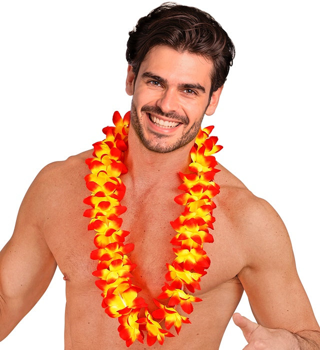Orangefarbene Hawaii-Kette aus Kunststoff für Fasnacht und Karneval