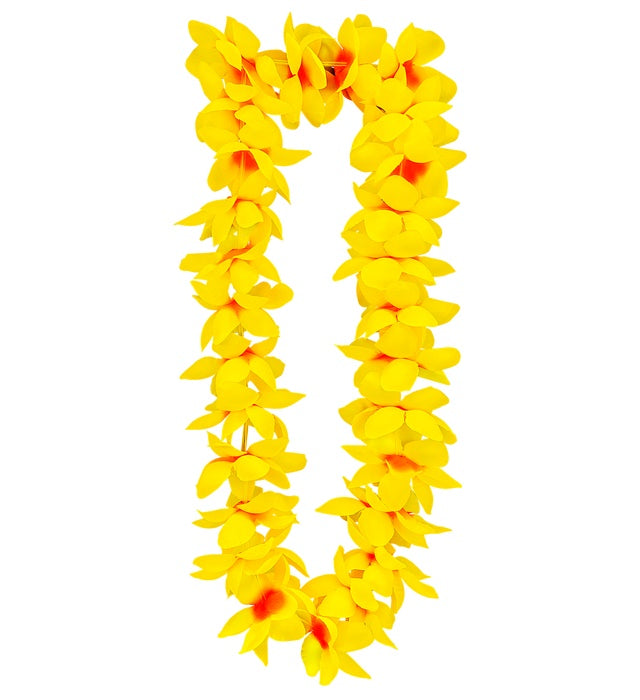 Gelbe Hawaii-Kette mit tropischen Blüten als Fasnacht- und Karneval-Accessoire