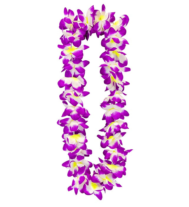 Violette Hawaiikette mit Kunststoffblumen als Fasnacht- und Karneval-Accessoire