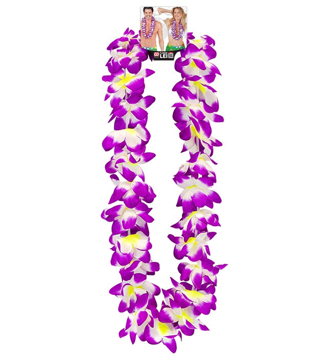 Violette Hawaiikette mit Kunststoffblumen als Fasnacht- und Karneval-Accessoire