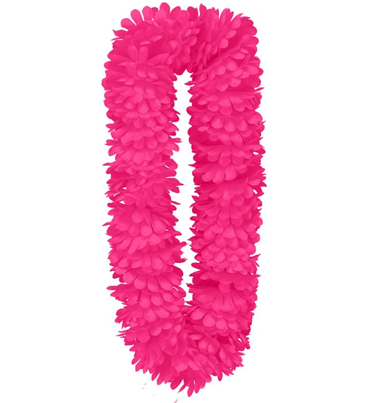 Pinkfarbene Hawaiikette aus Kunststoffblüten für Fasnacht und Karneval