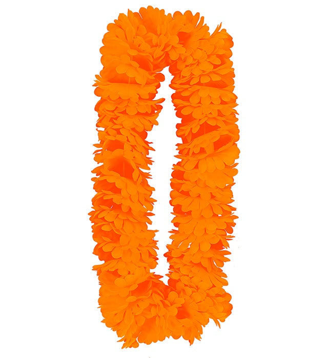 Leuchtend orange Hawaiikette aus Kunststoff als Fasnachts-Accessoire