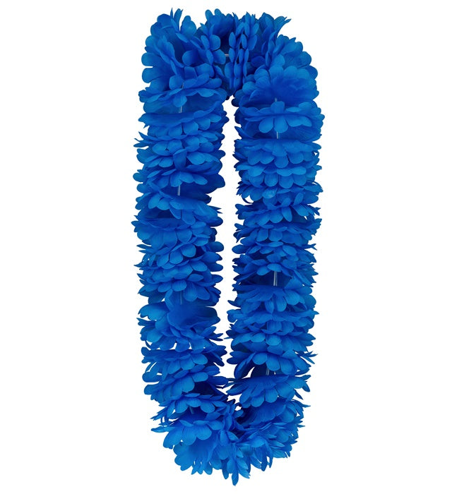 Blaue Hawaiikette aus Kunststoffblüten für Fasnacht und Mottoparty
