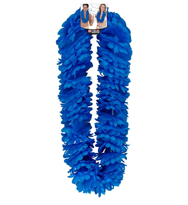 Blaue Hawaiikette aus Kunststoffblüten für Fasnacht und Mottoparty