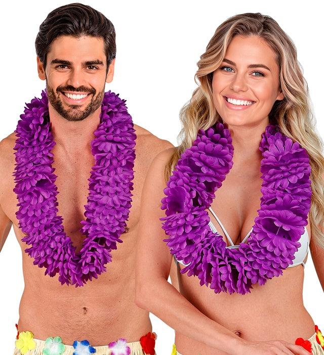 Violette Hawaiikette aus Kunststoff für Fasnacht und Karneval