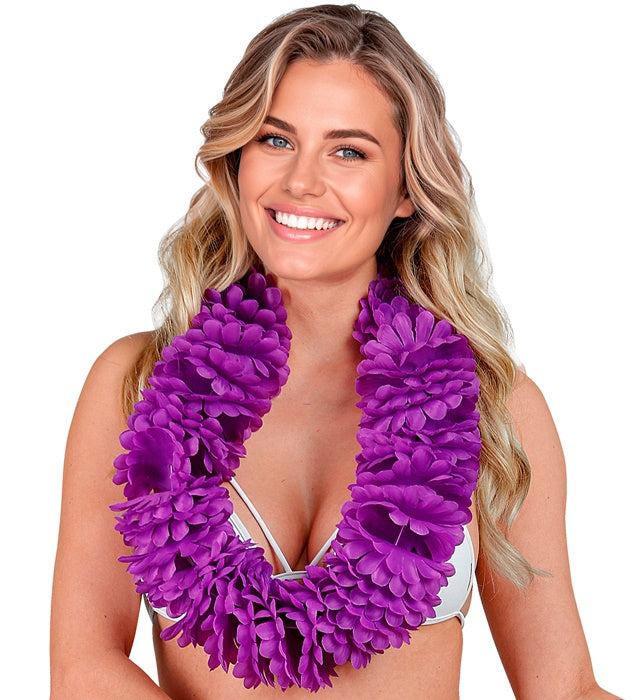 Violette Hawaiikette aus Kunststoff für Fasnacht und Karneval