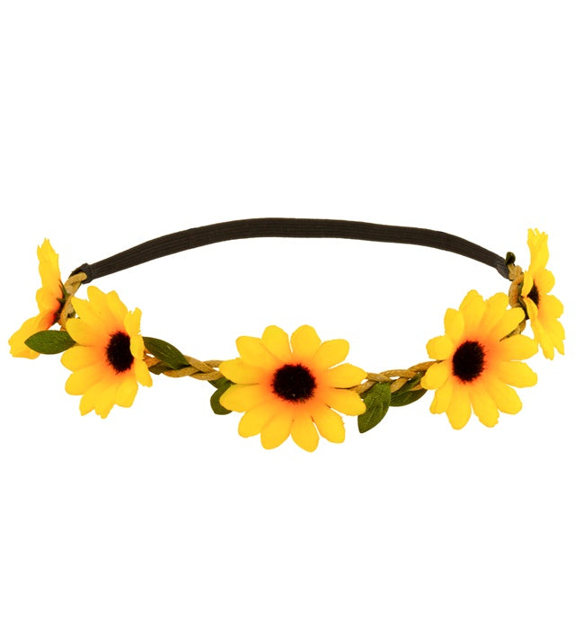 Elastisches Haarband mit leuchtenden Sonnenblumen als Fasnacht-Accessoire